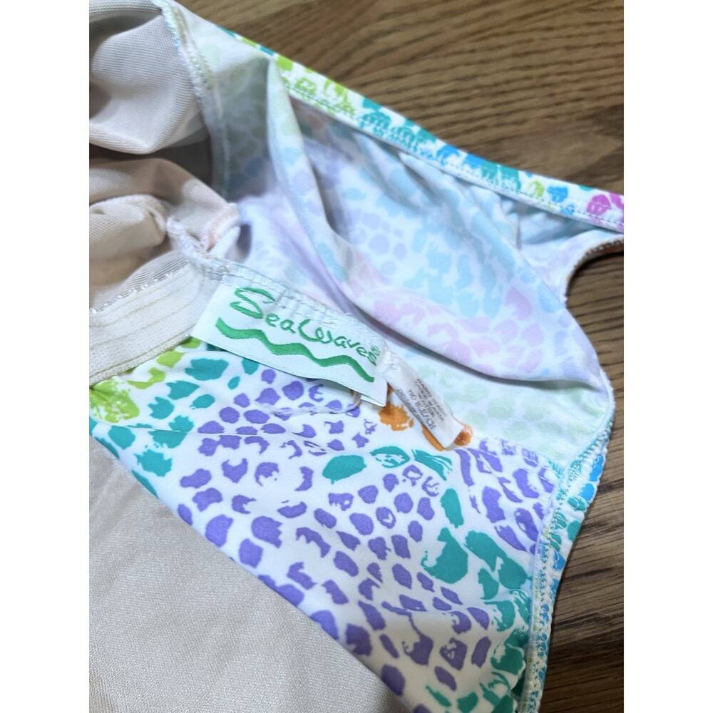 SEA WAVES Woman’s BATHING SUIT SZ 18 One Piece swimsuit White Colorful Modest - Picture 7 of 13